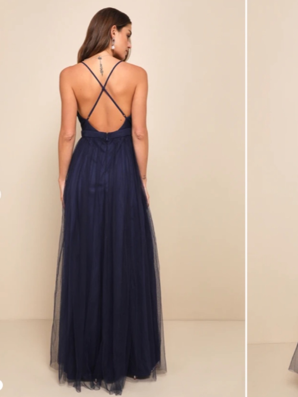 LULU's Prom Wedding Special Event Sexy Flowy Tulle Romantic Chic Maxi Dress - Picture 6 of 6